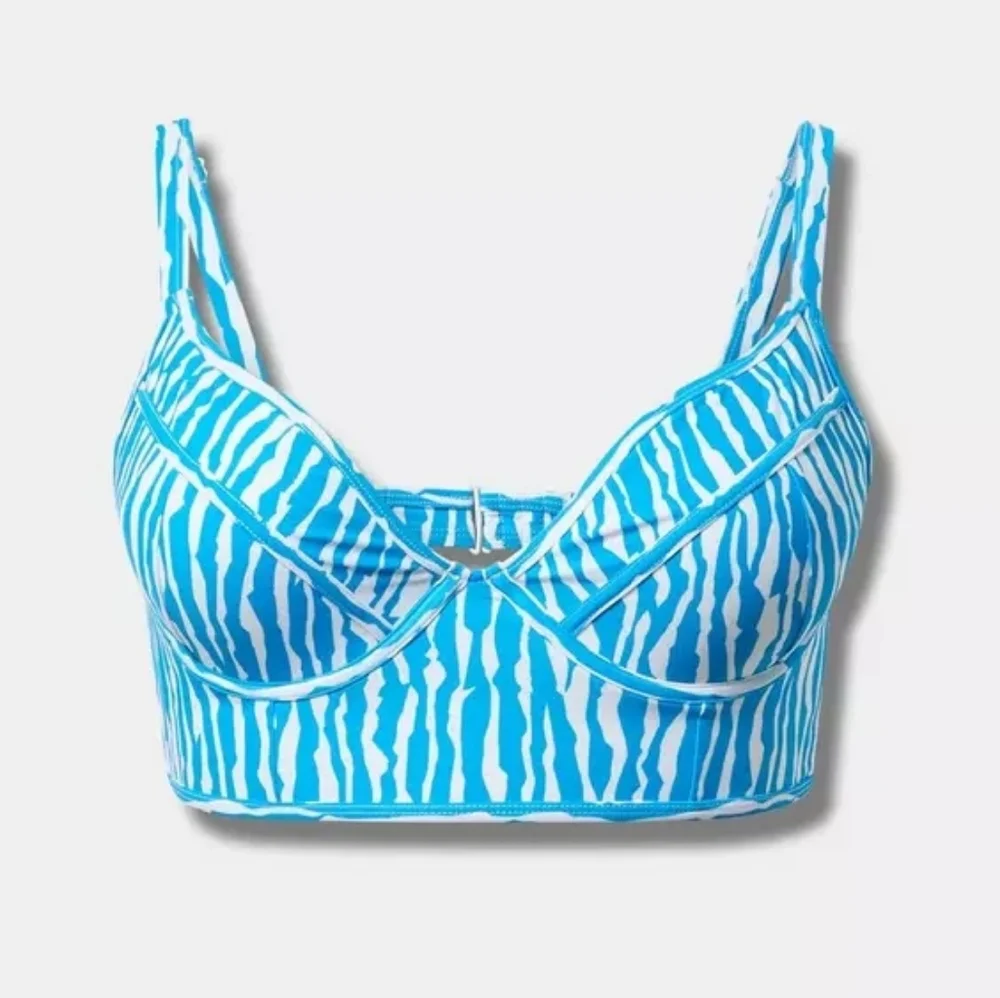 Torrid Blue & White Striped Longline Bikini Top 5X DD/F Nwt - Picture 3 of 3